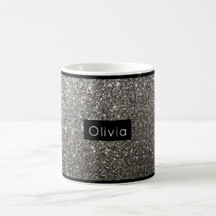 Silver Glitter Personalized Name Coffee Mug