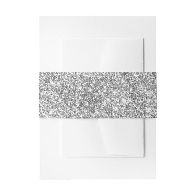 Silver Glitter Photo Invitation Belly Band (Front Example)