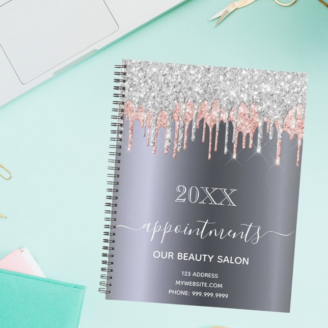 Silver glitter pink beauty salon appointments 2026 planner (Creator Uploaded)