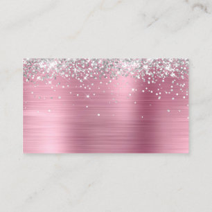 Silver Glitter Pink Foil Blank Place Card