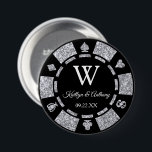 Silver Glitter Poker Chip Casino Wedding Favour 7.5 Cm Round Badge<br><div class="desc">Celebrate in style with this trendy poker chip button. The design is easy to personalise with your own wording and your family and friends will be thrilled when they receive this fabulous party favour. Matching items can be found in the collection.</div>