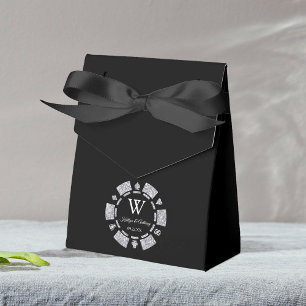 Silver Glitter Poker Chip Casino Wedding Favour Box