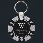 Silver Glitter Poker Chip Casino Wedding Favour Key Ring<br><div class="desc">Celebrate in style with this trendy poker chip keychains. The design is easy to personalise with your own wording and your family and friends will be thrilled when they receive this fabulous party favour.</div>