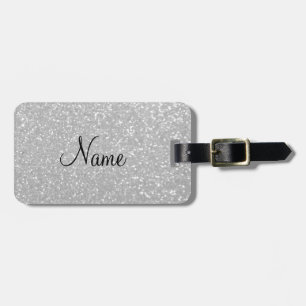 Silver glitter print luxury travel luggage tag