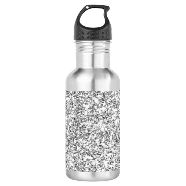 Silver Glitter Printed 532 Ml Water Bottle (Front)