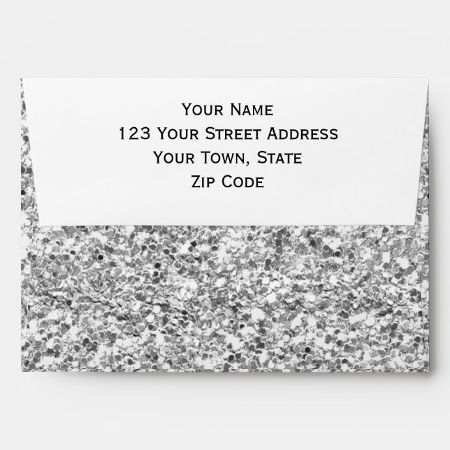 Silver Glitter Printed Envelopes (Back (Top Flap))