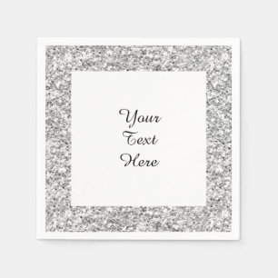 Silver Glitter Printed Napkin