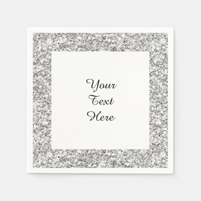Silver Glitter Printed Napkin (Front)