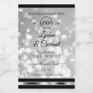 Silver Glitter Product Label Sparkle Diamonds Logo
