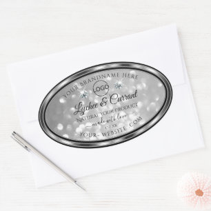 Silver Glitter Product Label Sparkle Diamonds Logo