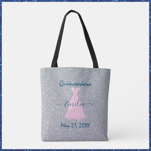 Silver Glitter Quinceanera Keepsake  Tote Bag (Creator Uploaded)