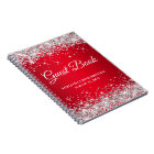 Silver Glitter Red Ombre 90th Birthday Guestbook 