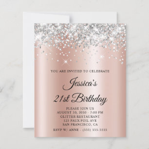 Silver Glitter Rose Gold Shimmer 21st Birthday