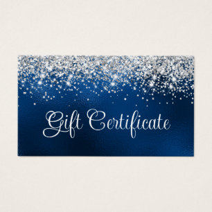 Silver Glitter Royal Blue Foil Gift Certificate