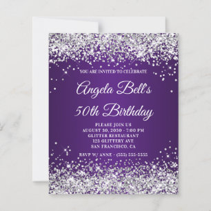 Silver Glitter Royal Purle Ombre 50th Birthday