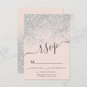 silver glitter RSVP blush pink Sweet 16 Invitation