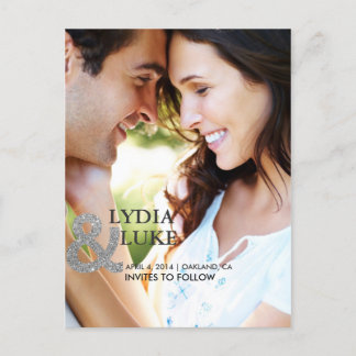 Silver Glitter Save The Date Announcement Postcard