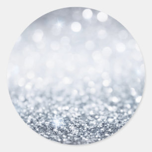 Silver Glitter Shimmer Custom Classic Round Sticker