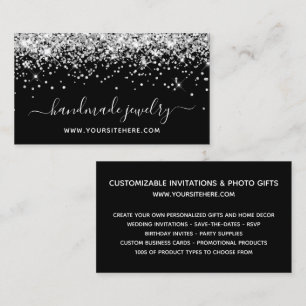 Silver Glitter Signature Style Online Store Black Business Card