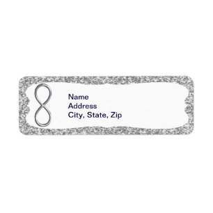 Silver Glitter Silver Infinity Address Labels