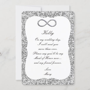 Silver Glitter Silver Infinity Maid Of Honour Card