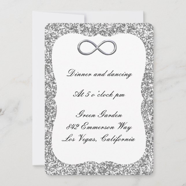 Silver Glitter Silver Infinity Reception Card (Front)