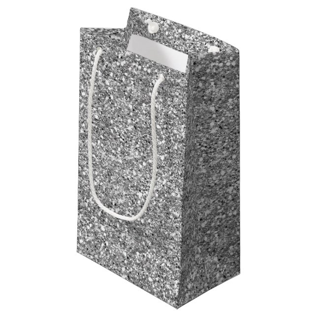 Silver Glitter Small Gift Bag (Front Angled)