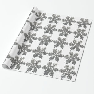 Silver Glitter Snowflake Christmas Decoration Wrapping Paper
