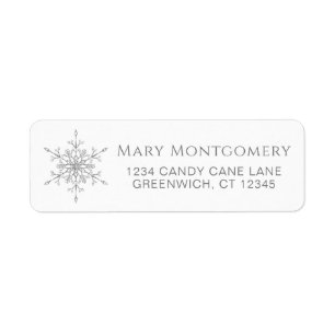 Silver Glitter Snowflake Christmas Return Address Label