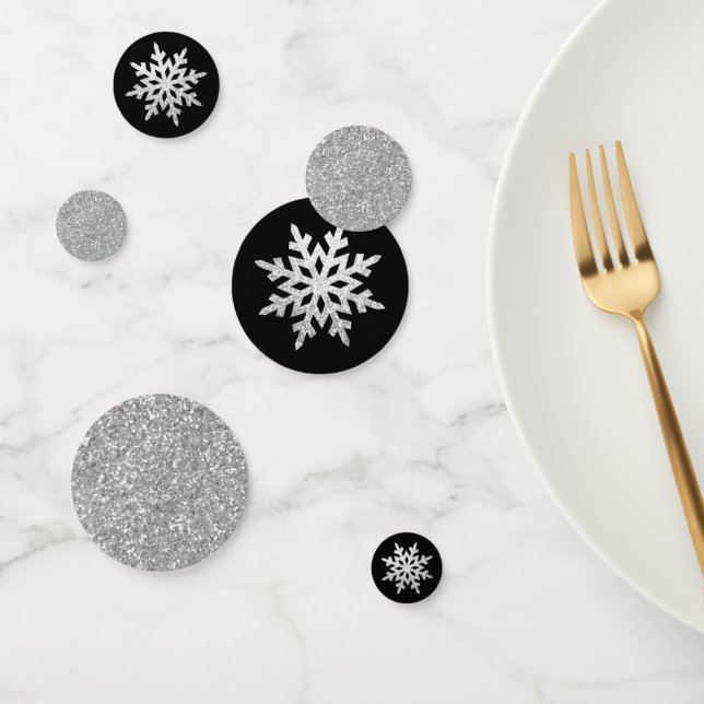 Silver Glitter Snowflake Confetti (Group)