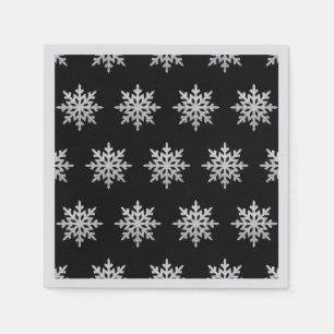 Silver Glitter Snowflake Pattern Napkins