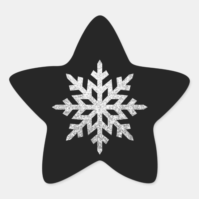 Silver Glitter Snowflake Star Sticker (Front)