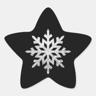 Silver Glitter Snowflake Star Sticker