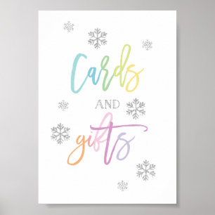 Silver Glitter Snowflakes   Cards and Gifts Sign