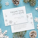 Silver Glitter Snowflakes Winter Bridal Shower Thank You Card<br><div class="desc">Extend your heartfelt thanks with our elegant "Thank You" card. Chic serif font combines with script,  faux silver glitter snowflakes,  and a pastel blue watercolor background for a stunning design. The reverse side provides space for a personalised thank you message.</div>
