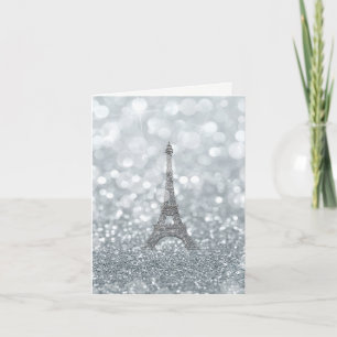 Silver Glitter Sparkle Eiffel Tower Thank You