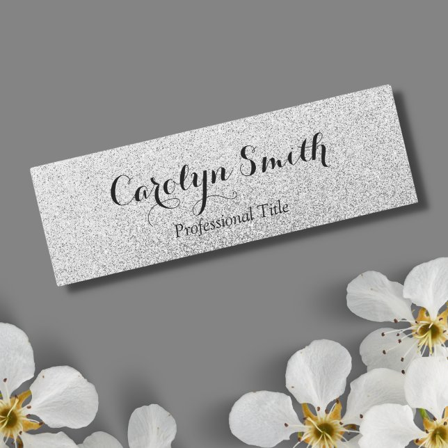 Silver Glitter Sparkle employee Name Tag Badge (Creator Uploaded)