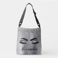 Silver Glitter Sparkle Eyelashes Monogram Name