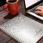 Silver Glitter Sparkle Glam Metal Monogram Name Notebook<br><div class="desc">Silver Faux Foil Metallic Sparkle Glitter Brushed Metal Monogram Name Spiral Notebook Planner. This makes the perfect sweet 16 birthday,  wedding,  bridal shower,  anniversary,  baby shower or bachelorette party gift for someone that loves glam luxury and chic styles.</div>