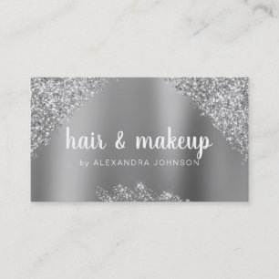 Silver Glitter Sparkle Hair Makeup Business Card