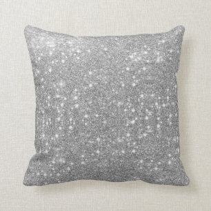 Silver Glitter Sparkle Metal Metallic Look Cushion