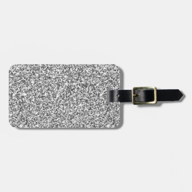 Silver Glitter Sparkle Metallic Luggage Tag (Front Horizontal)