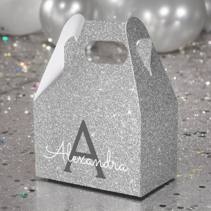 Silver Glitter & Sparkle Monogram Favour Box