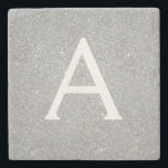 Silver Glitter & Sparkle Monogram Stone Coaster<br><div class="desc">Silver Faux Glitter and Sparkle Elegant Stone Tile. These Stone Tiles can be customised to include your initial and first name.</div>