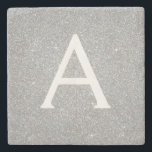 Silver Glitter & Sparkle Monogram Stone Coaster<br><div class="desc">Silver Faux Glitter and Sparkle Elegant Stone Tile. These Stone Tiles can be customised to include your initial and first name.</div>