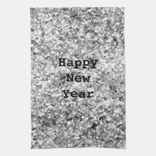 Silver Glitter Sparkle Tea Towel