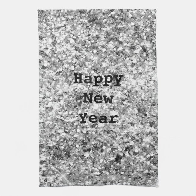 Silver Glitter Sparkle Tea Towel (Vertical)
