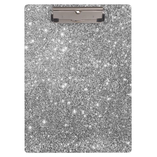 Silver Glitter Sparkles Clipboard (Front)