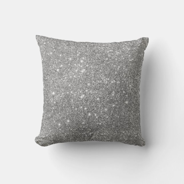Silver Glitter Sparkles Cushion (Front)