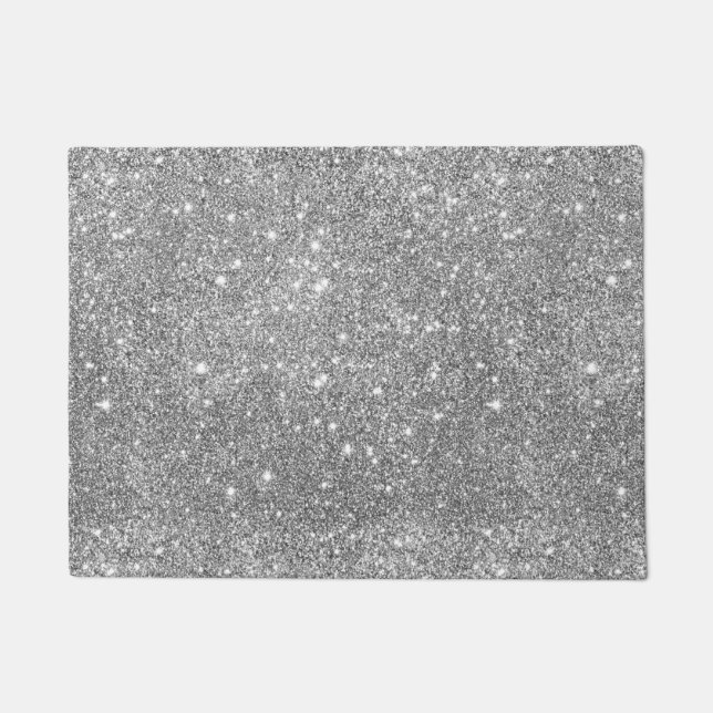 Silver Glitter Sparkles Doormat (Front)